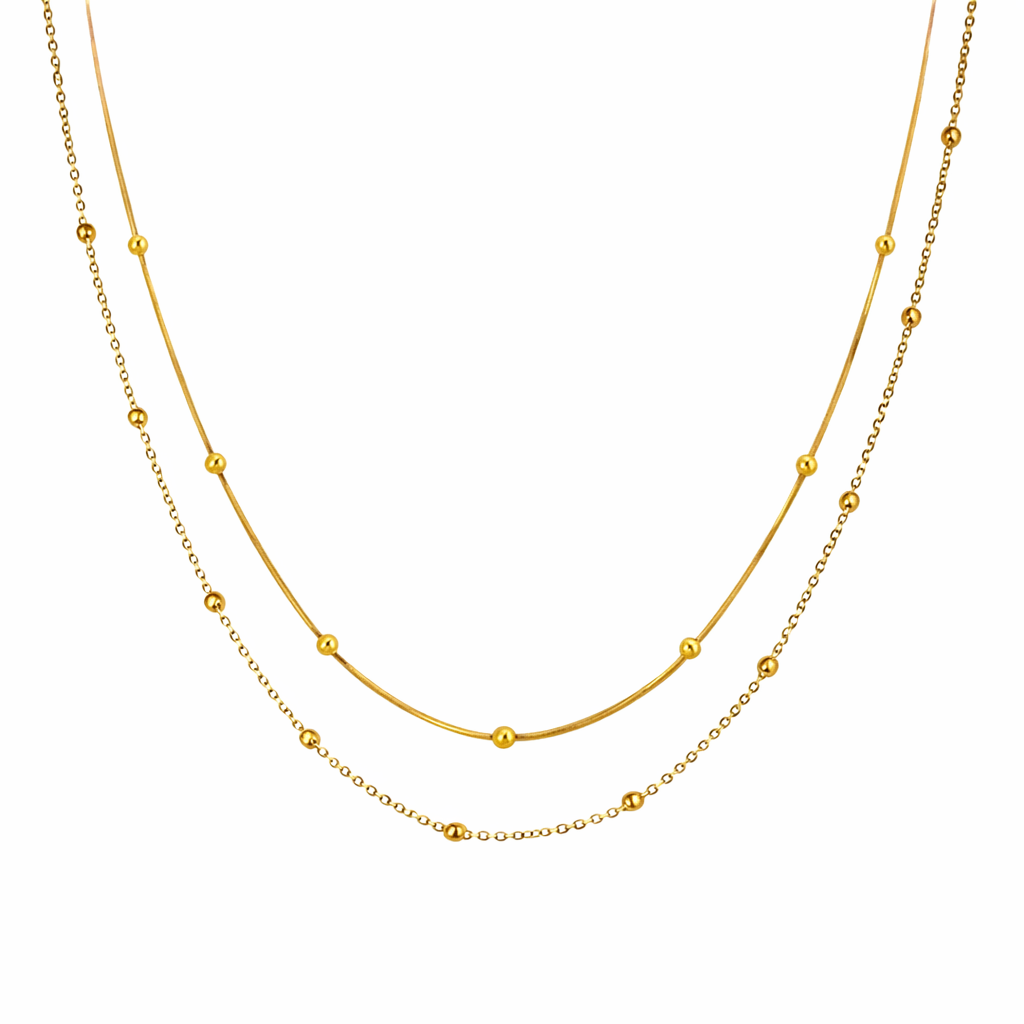 Golden Dainty Double-Layer Bead Necklace