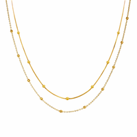 Golden Dainty Double-Layer Bead Necklace