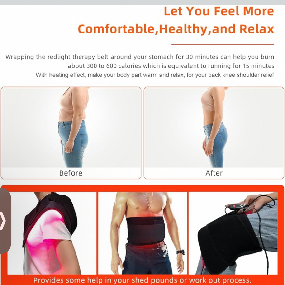 Red Light Therapy Belt – Infrared Heating Therapy Wrap (660nm + 850nm)