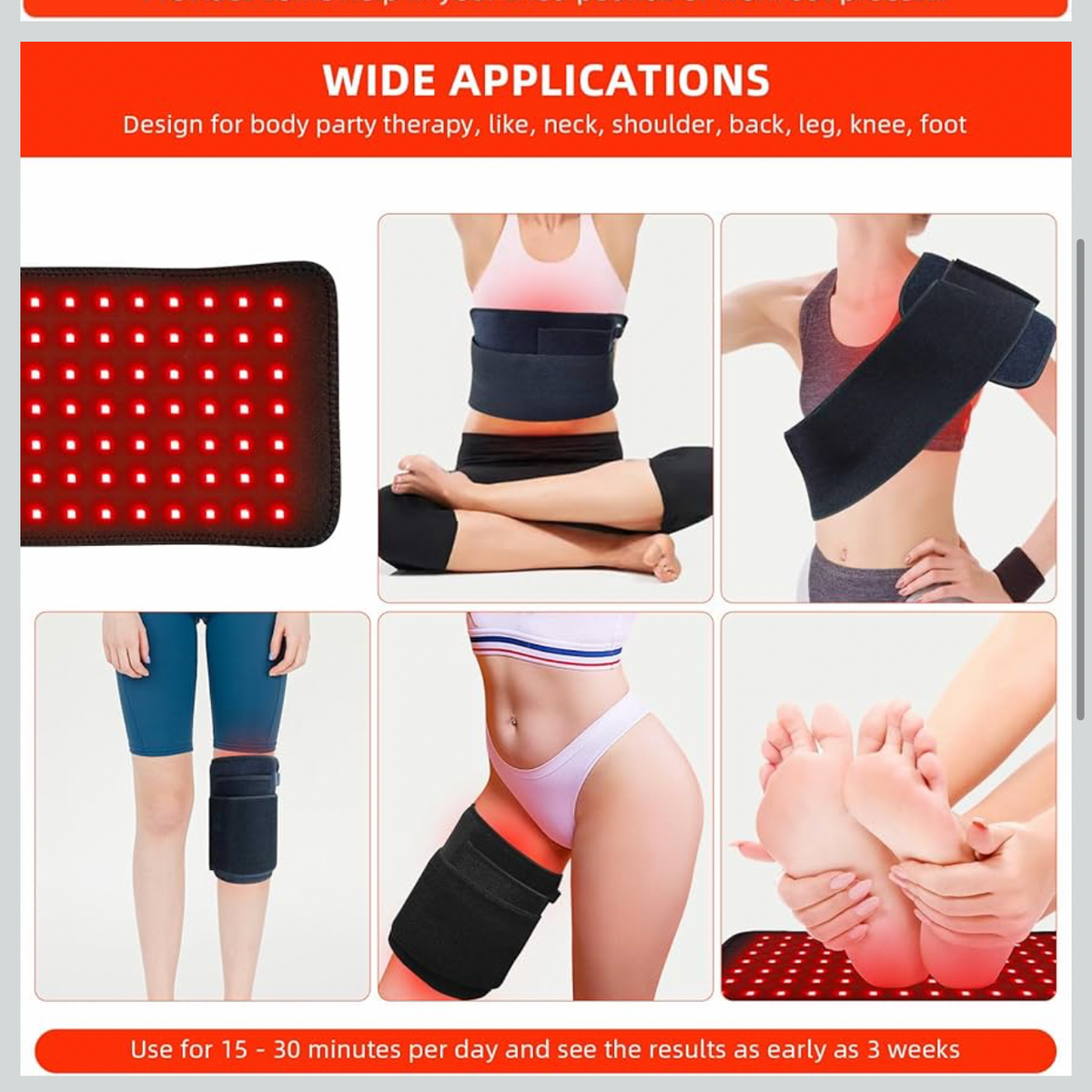 Red Light Therapy Belt – Infrared Heating Therapy Wrap (660nm + 850nm)