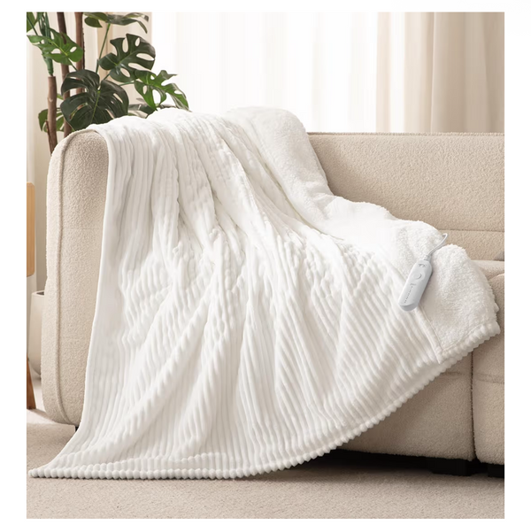 Luxury Heated Throw Blanket – Ultra Soft Flannel & Sherpa | 5 Heat Levels | Auto Shut-Off
