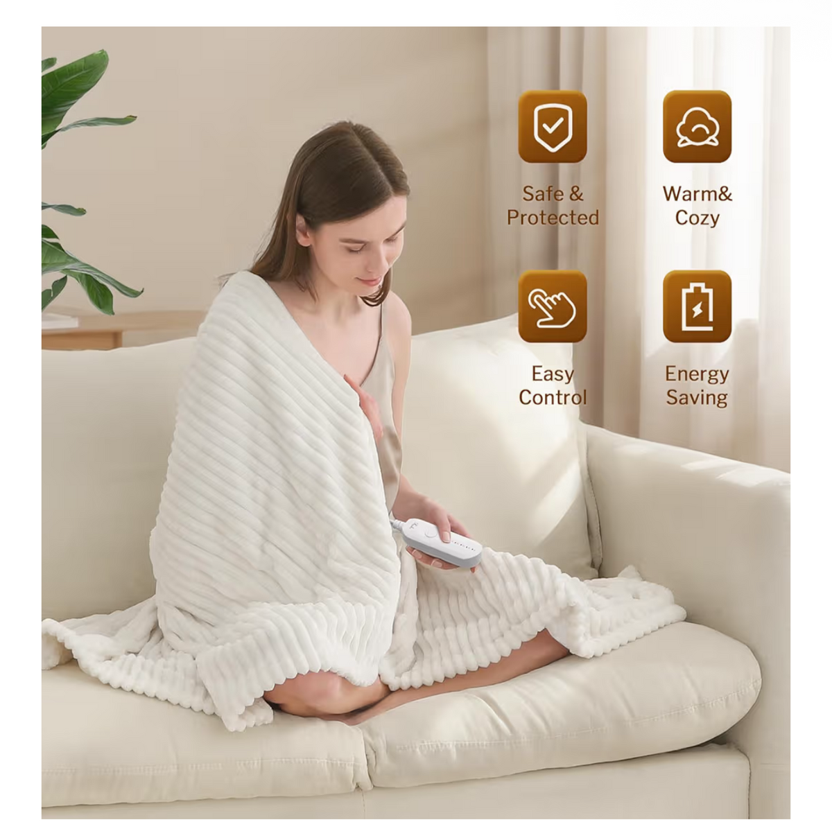 Luxury Heated Throw Blanket – Ultra Soft Flannel & Sherpa | 5 Heat Levels | Auto Shut-Off