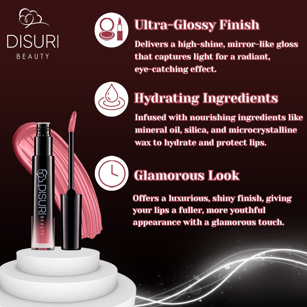 DISURI Beauty Glossy Blast Lip Gloss - Pink Berry Pie-1