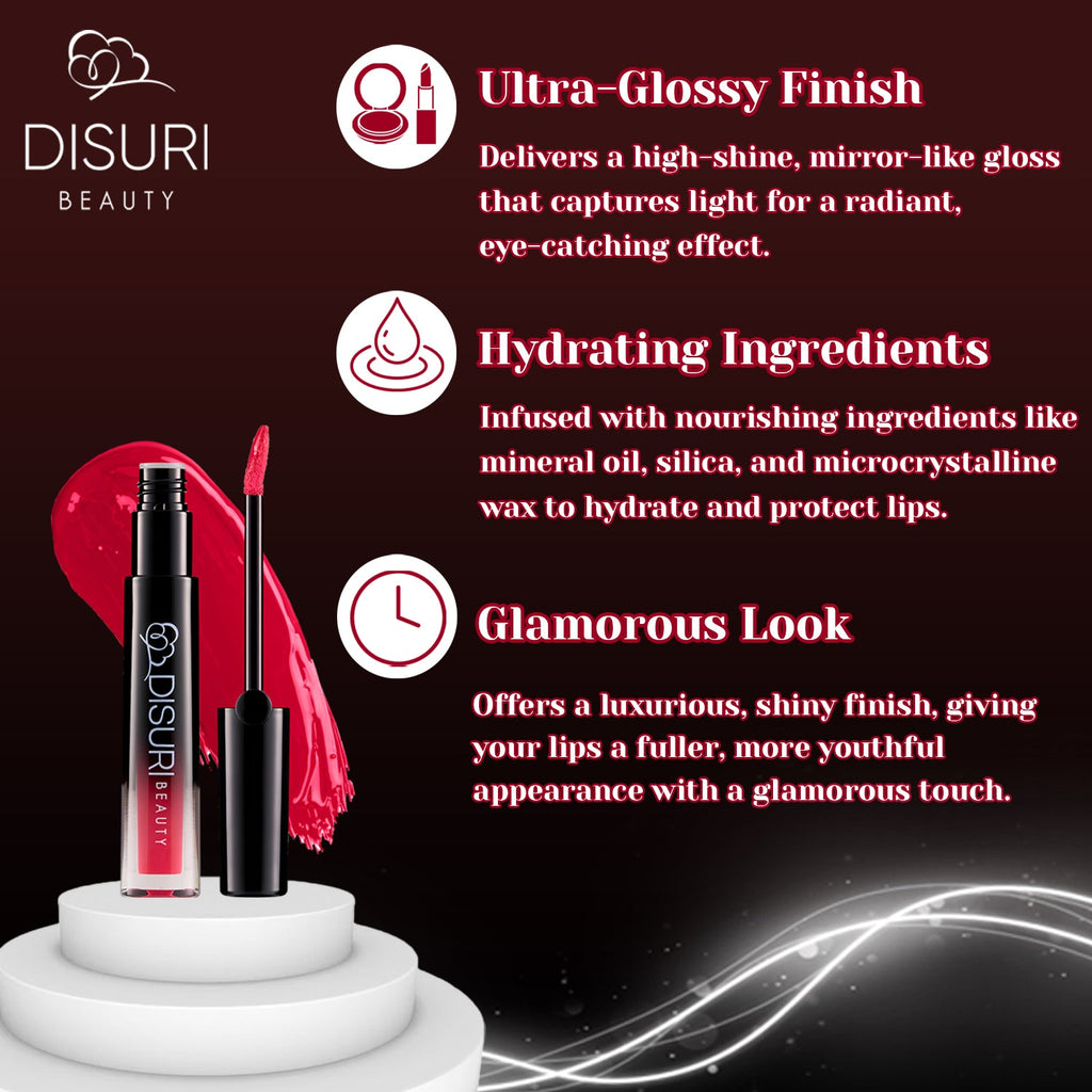 DISURI Beauty Glossy Blast Lip Gloss - Pink Fire-1